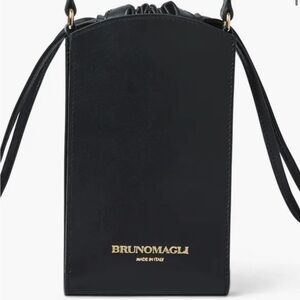 Bruno Magli Black Leather Bag with Gold Logo